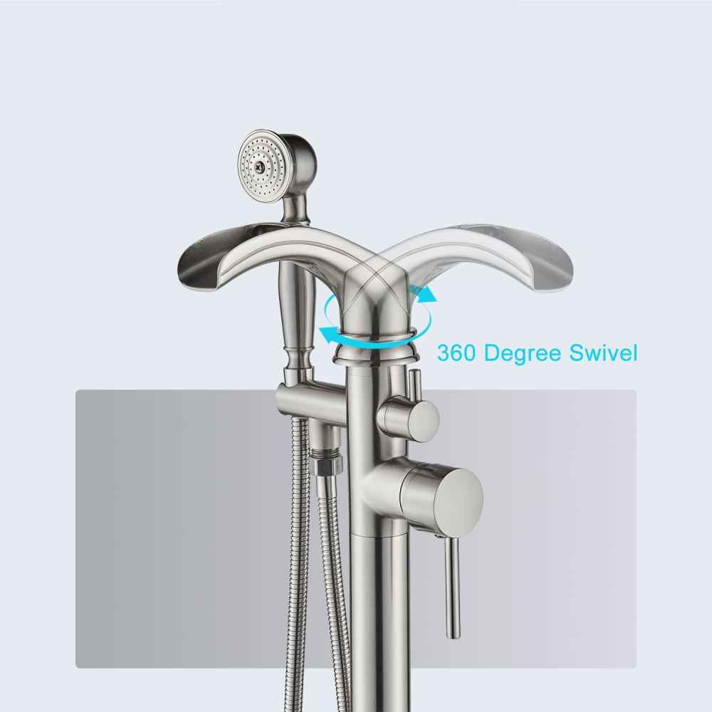 1 Hole Brushed Bathtub Shower Faucet Brushed Nickel Brass