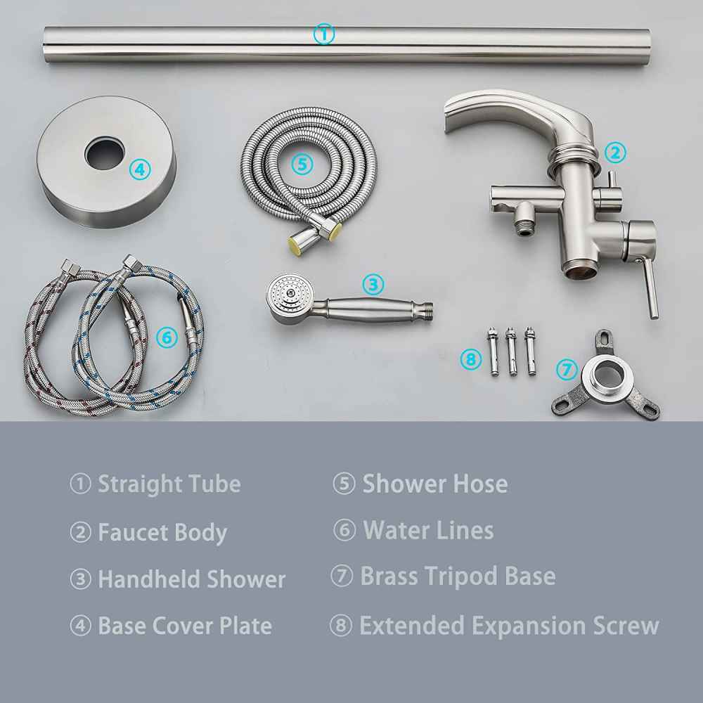 1 Hole Brushed Bathtub Shower Faucet Brushed Nickel Brass