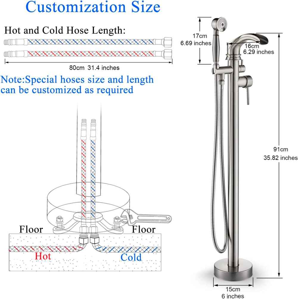1 Hole Brushed Bathtub Shower Faucet Brushed Nickel Brass
