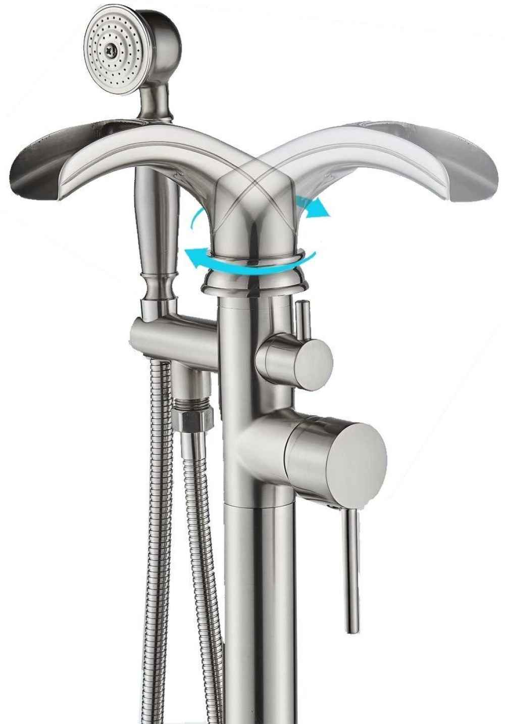 1 Hole  Brushed Bathtub Shower Faucet Brushed Nickel Brass
