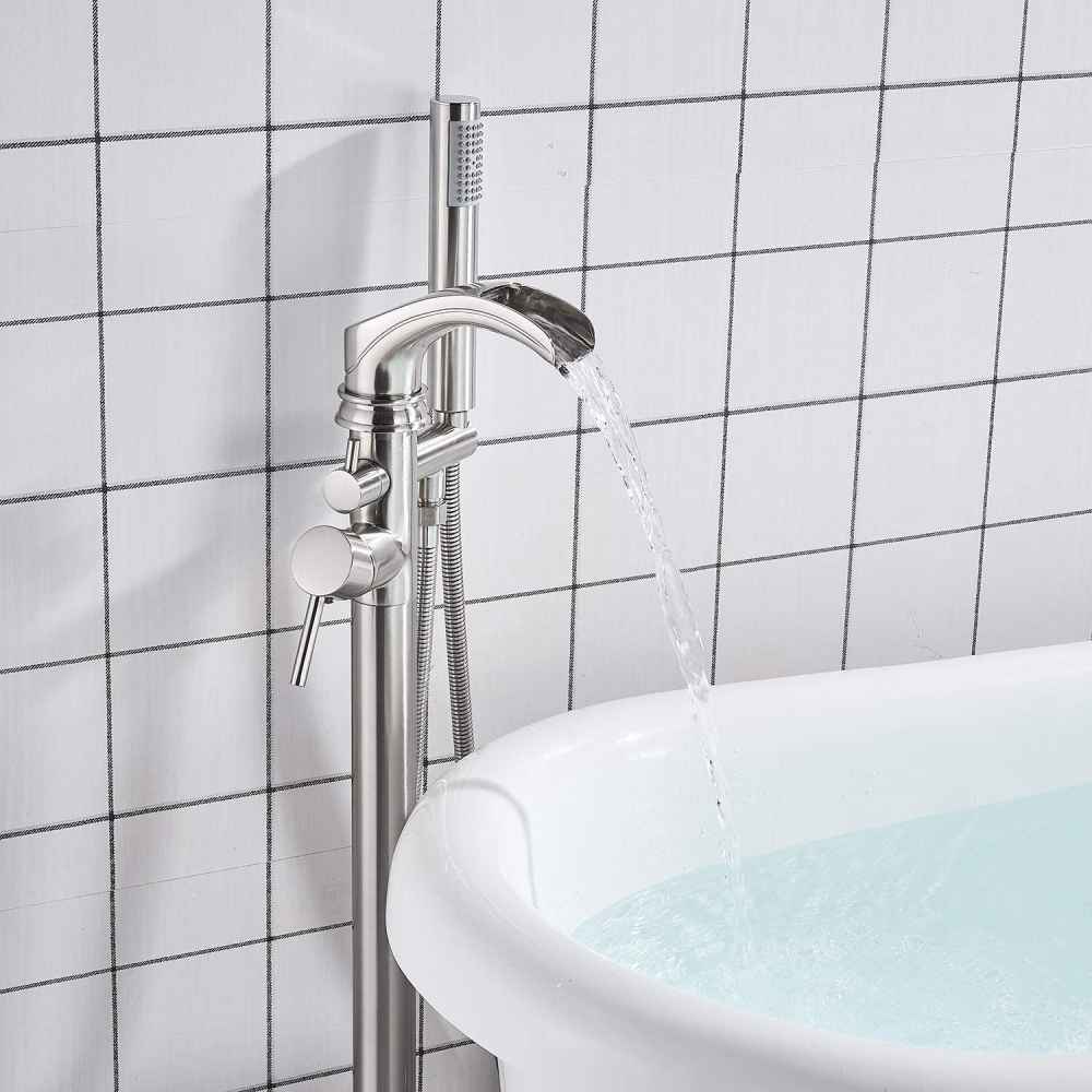 1 Hole Brushed Bathtub Shower Faucet Brushed Nickel Brass