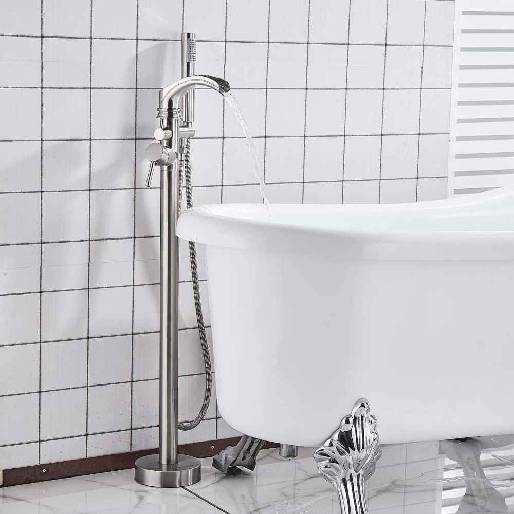 1 Hole Brushed Bathtub Shower Faucet Brushed Nickel Brass