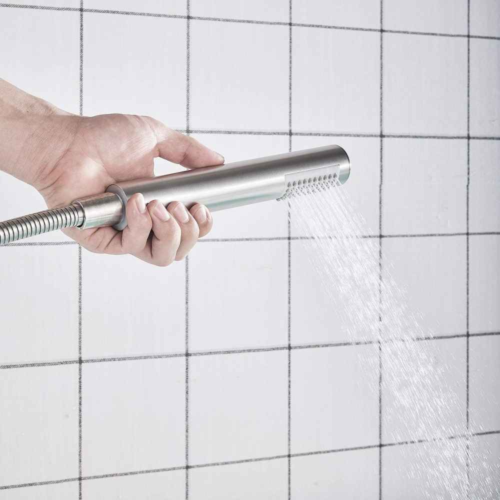 1 Hole Brushed Bathtub Shower Faucet Brushed Nickel Brass