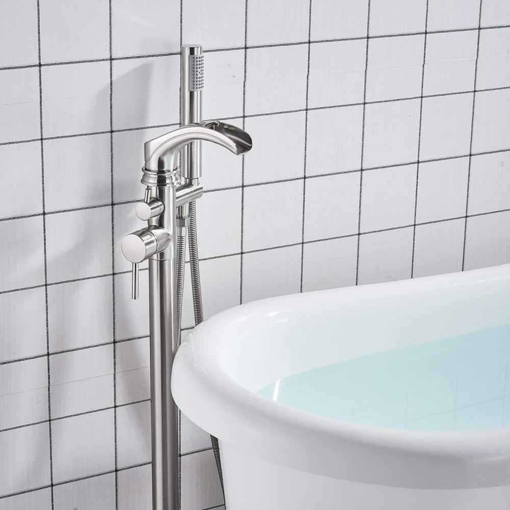 1 Hole Brushed Bathtub Shower Faucet Brushed Nickel Brass