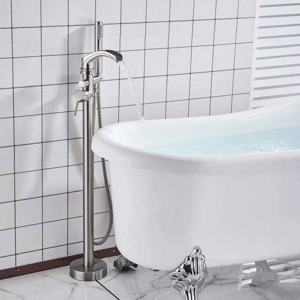 1 Hole Brushed Bathtub Shower Faucet Brushed Nickel Brass