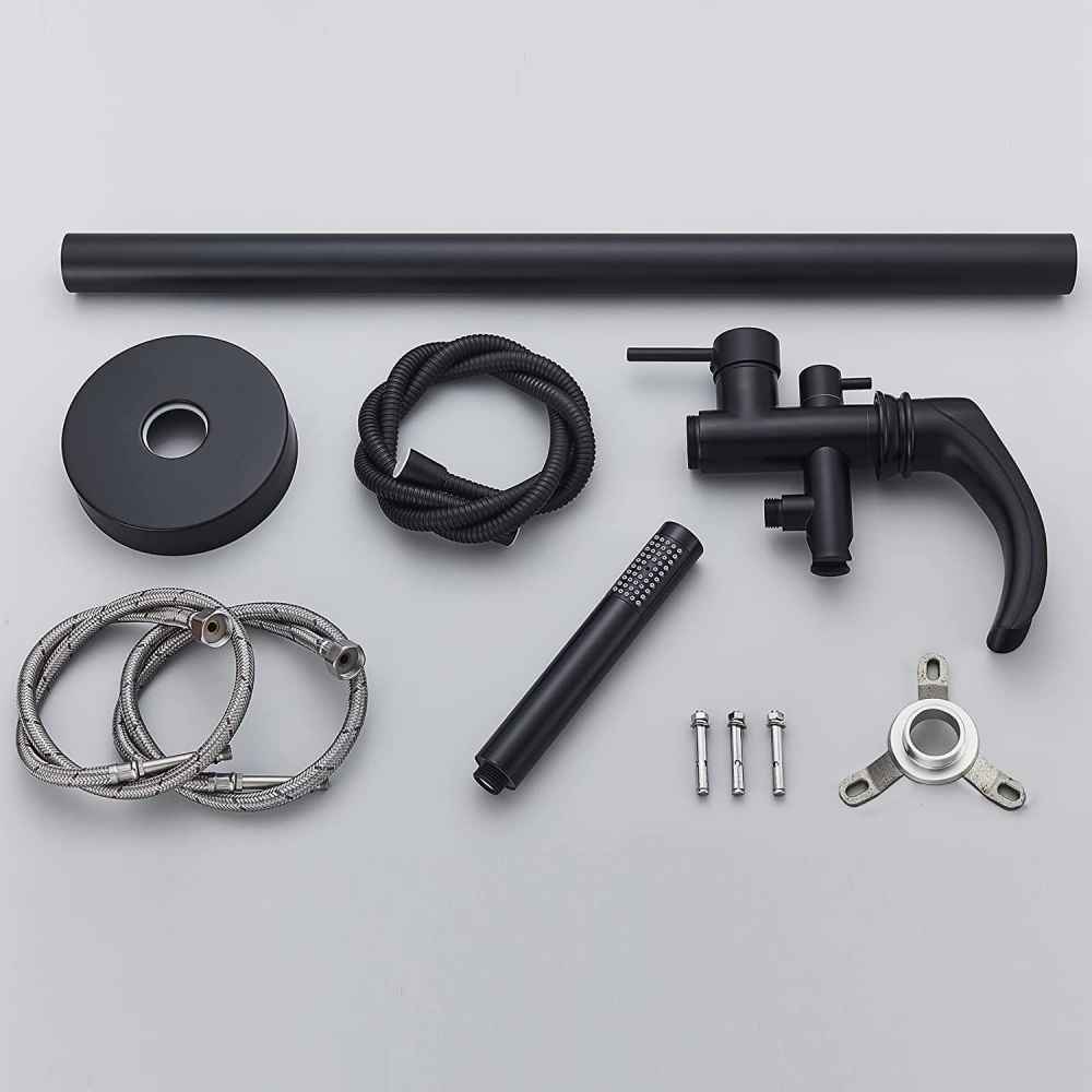 1 Hole Matte Bathtub Shower Faucet Black Brass