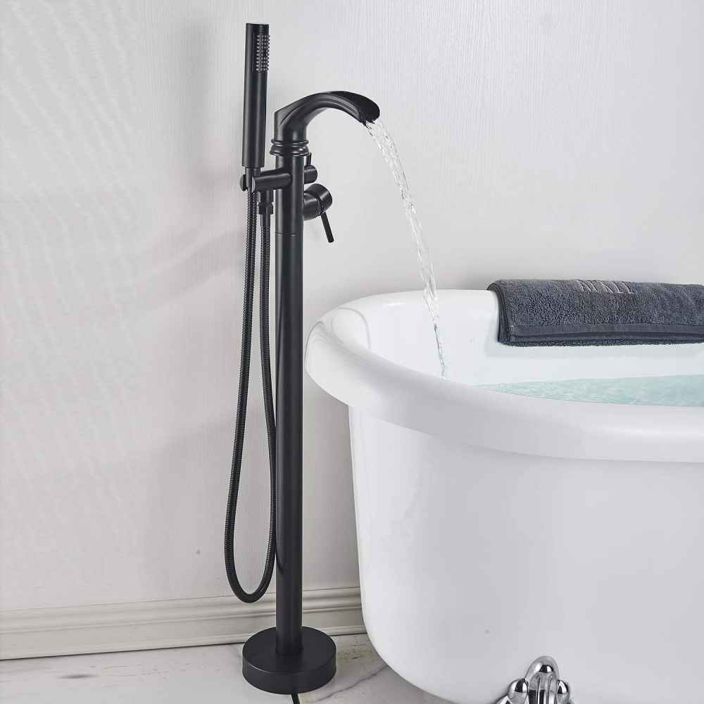 1 Hole Matte Bathtub Shower Faucet Black Brass