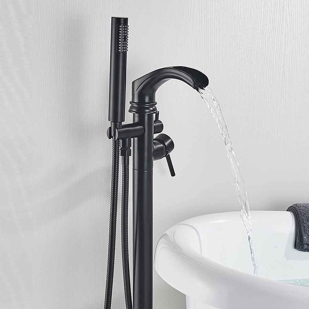 1 Hole Matte Bathtub Shower Faucet Black Brass