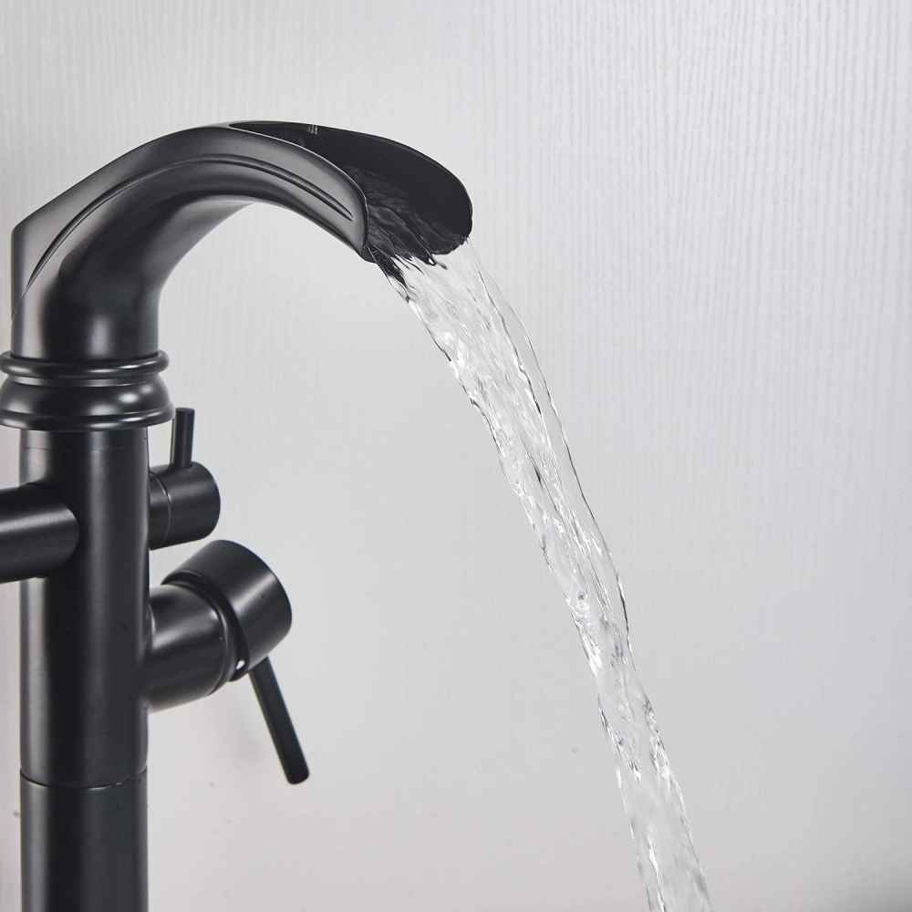 1 Hole Matte Bathtub Shower Faucet Black Brass