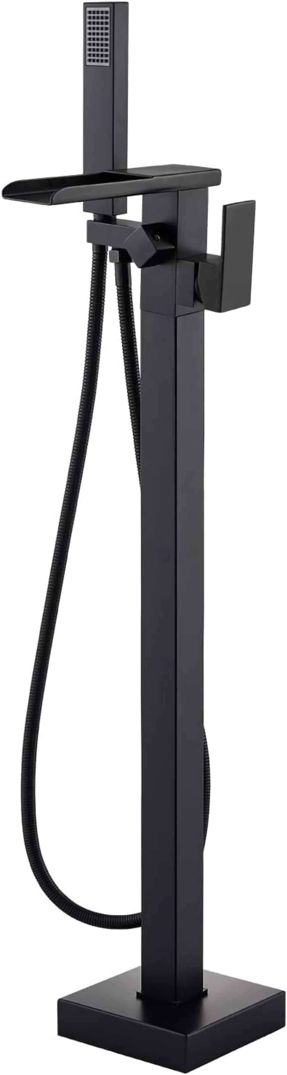 1 Hole  Matte Bathtub Shower Faucet Black Brass-Ceramic