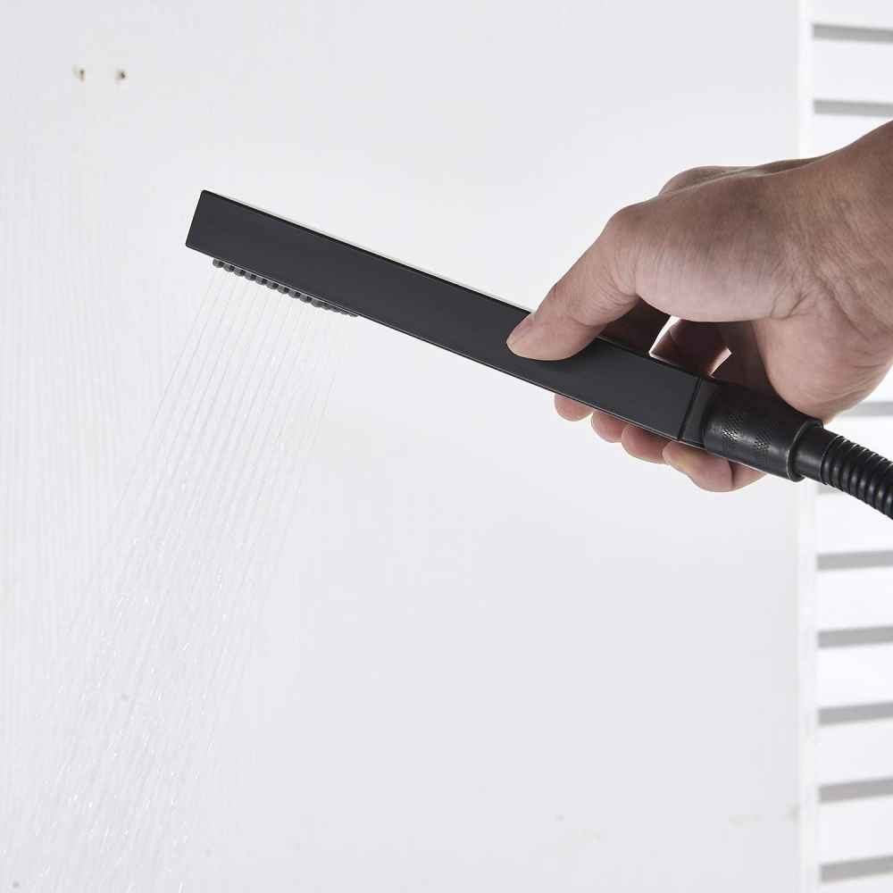 1 Hole Matte Bathtub Shower Faucet Black Brass-Ceramic