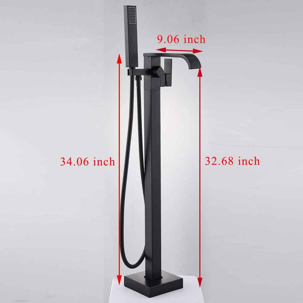 1 Hole Matte Bathtub Shower Faucet Black Brass-Ceramic