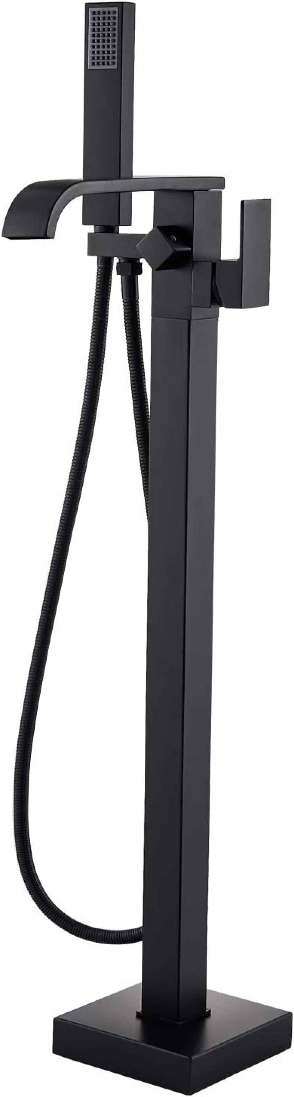 1 Hole  Matte Bathtub Shower Faucet Black Brass-Ceramic