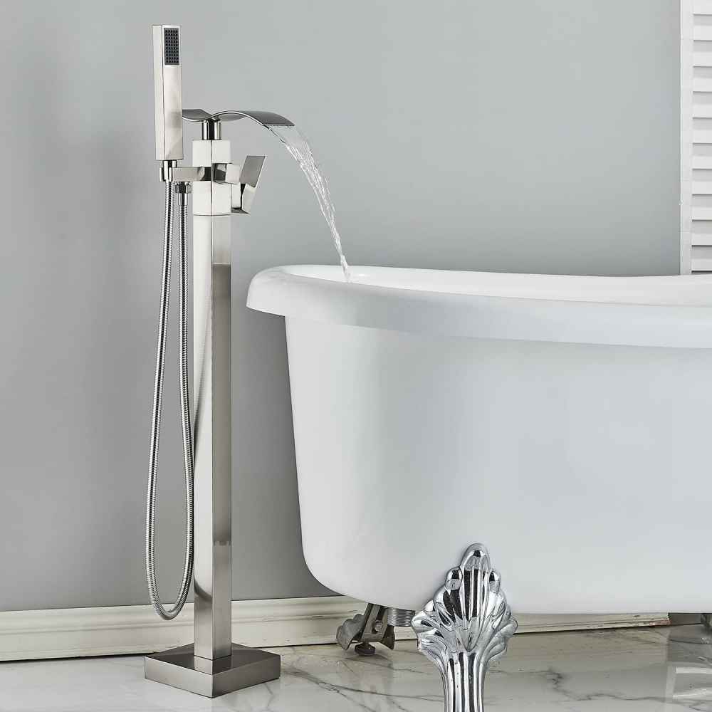1 Hole Brushed Bathtub Shower Faucet Brushed Nickel Brass-Ceramic