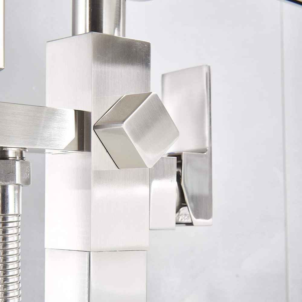1 Hole Brushed Bathtub Shower Faucet Brushed Nickel Brass-Ceramic