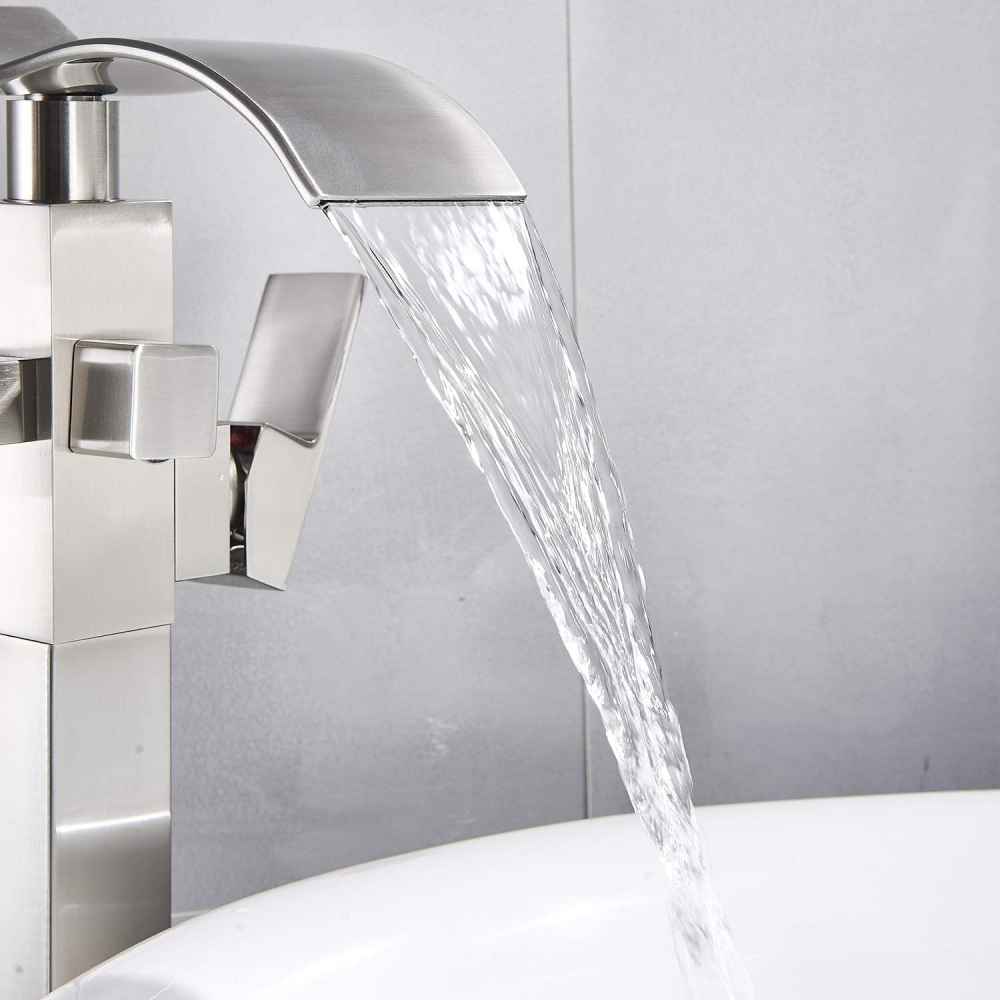1 Hole Brushed Bathtub Shower Faucet Brushed Nickel Brass-Ceramic