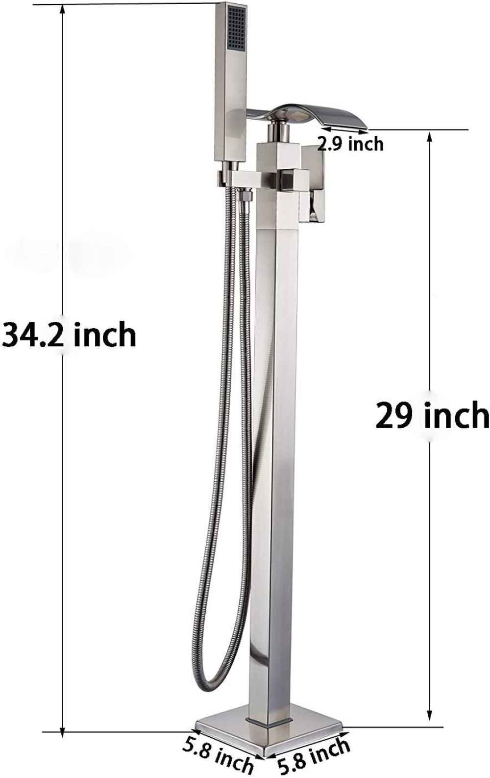 1 Hole Brushed Bathtub Shower Faucet Brushed Nickel Brass-Ceramic