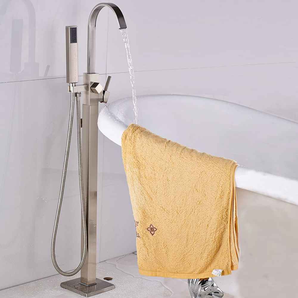 1 Hole Brushed Bathtub Shower Faucet Brushed Nickel Brass-Ceramic