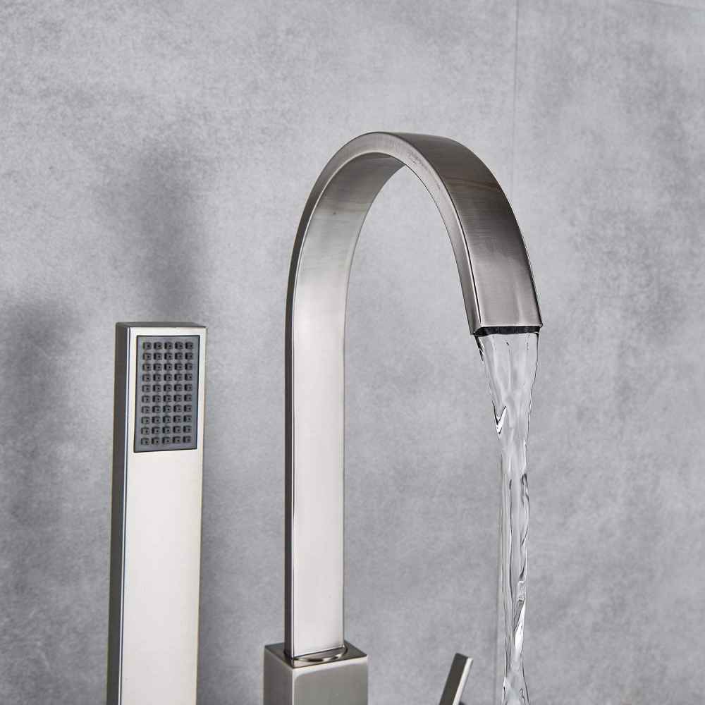 1 Hole Brushed Bathtub Shower Faucet Brushed Nickel Brass-Ceramic