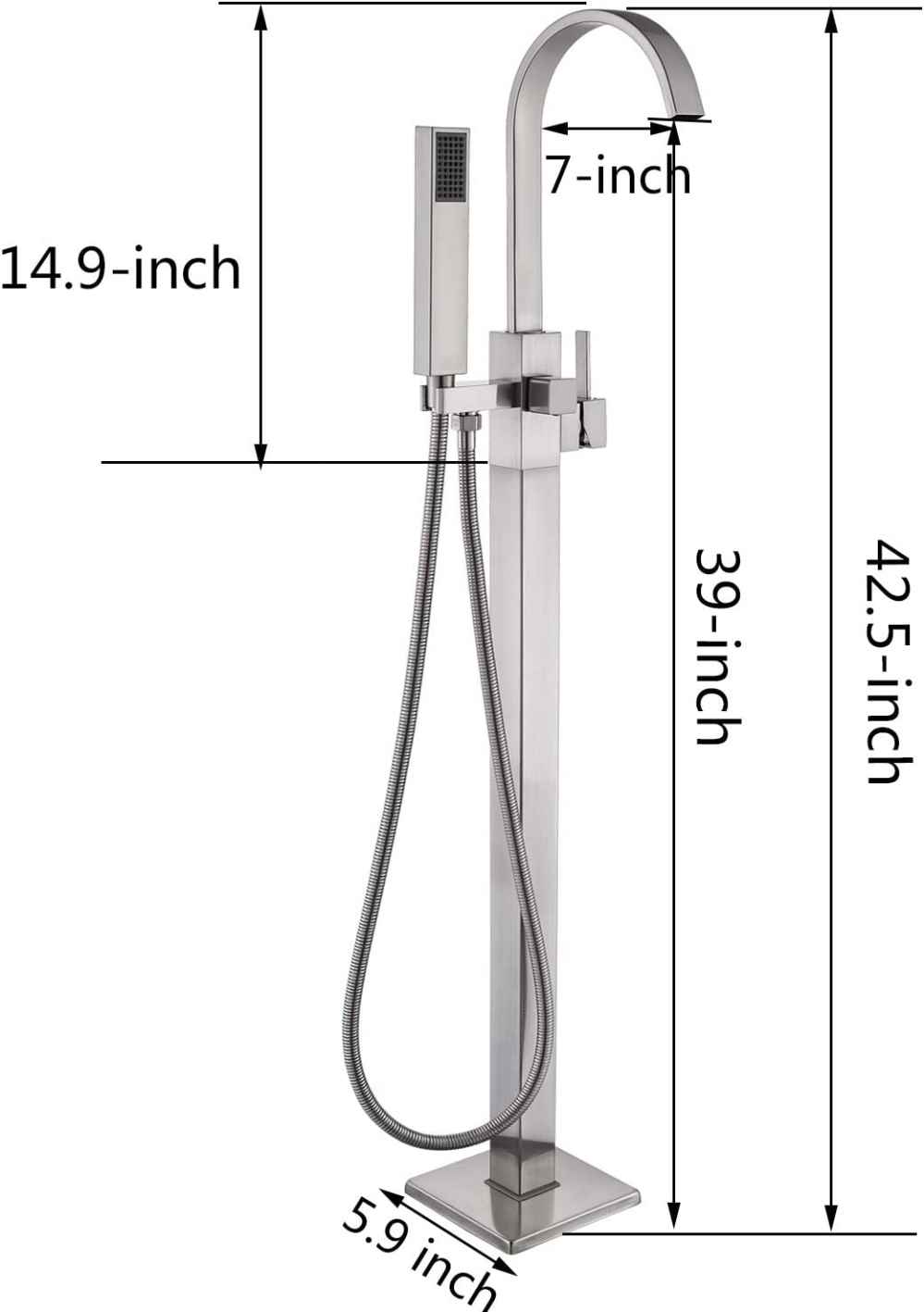 1 Hole Brushed Bathtub Shower Faucet Brushed Nickel Brass-Ceramic
