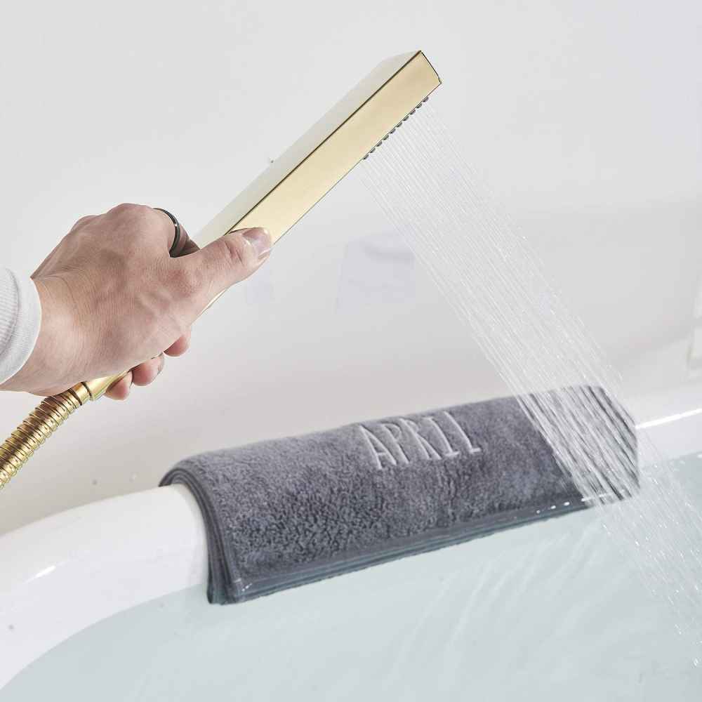 1 Hole Polished Bathtub Shower Faucet Gold Brass