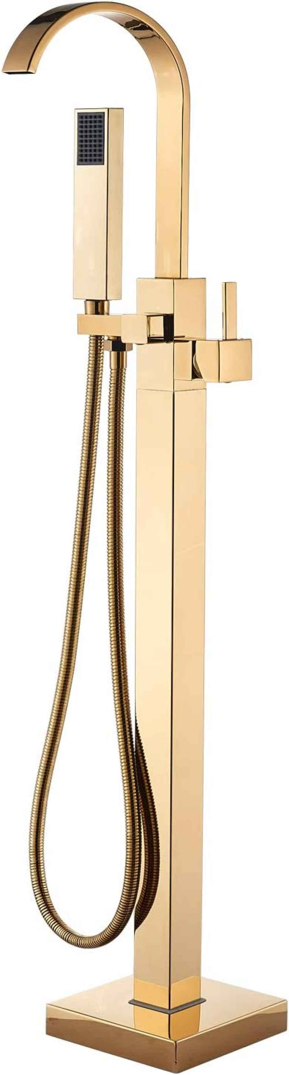 1 Hole  Polished Bathtub Shower Faucet Gold Brass
