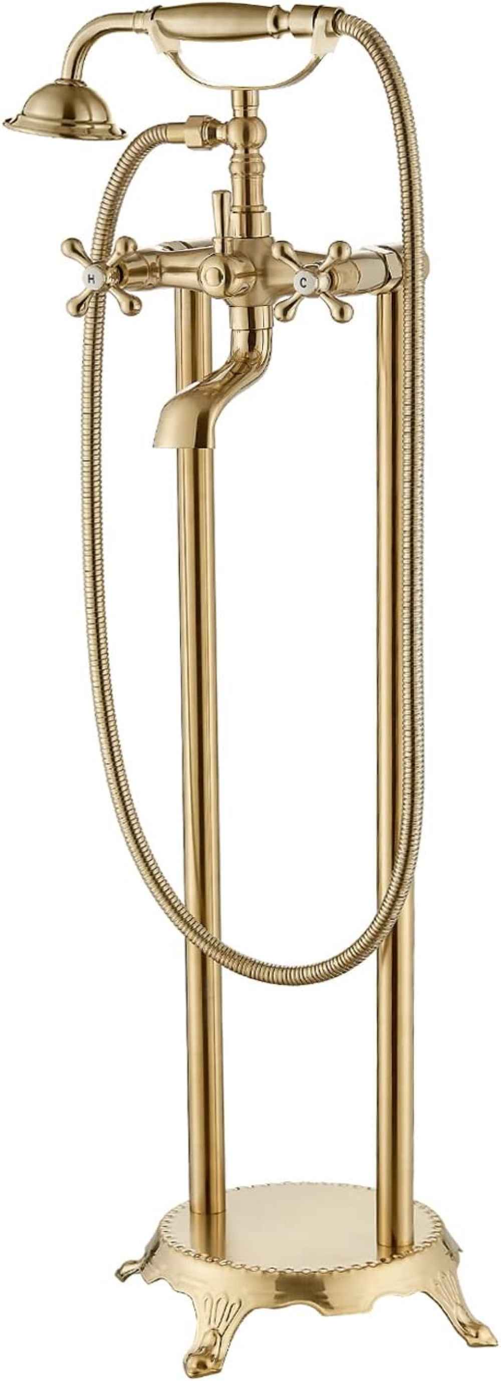 2 Hole  Brushed Bathtub Shower Faucet Gold Brass-Ceramic