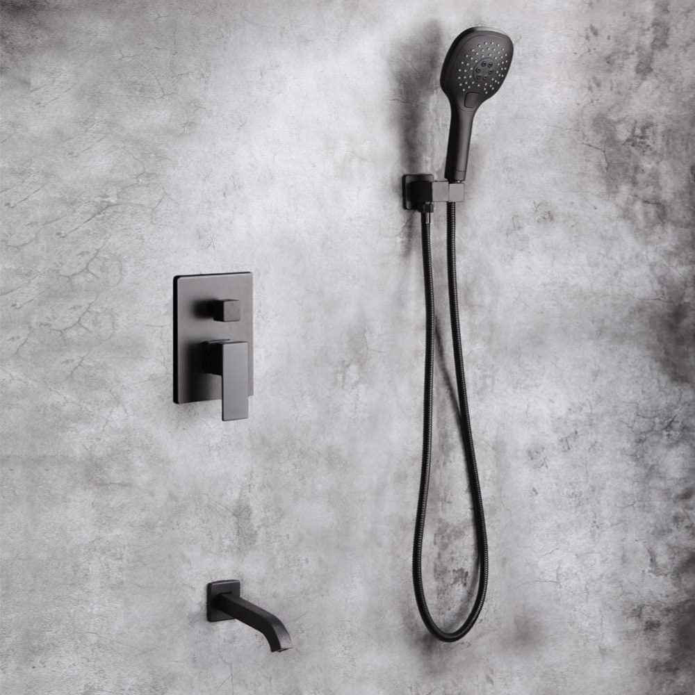 12.16-in. x 6.57-in. Shower Kit Black Stainless Steel-Brass
