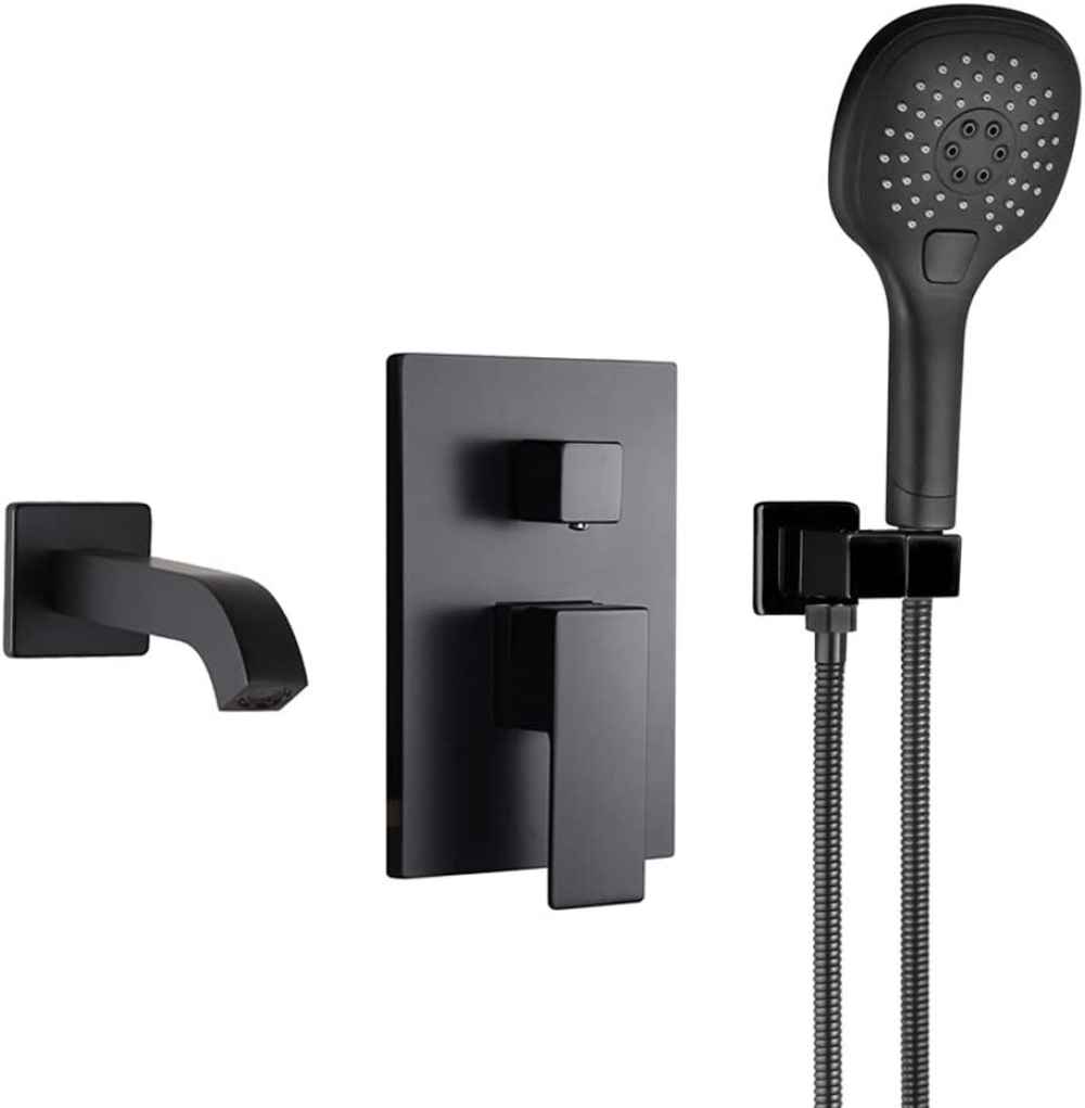 12.16-in. x 6.57-in. Shower Kit Black Stainless Steel-Brass