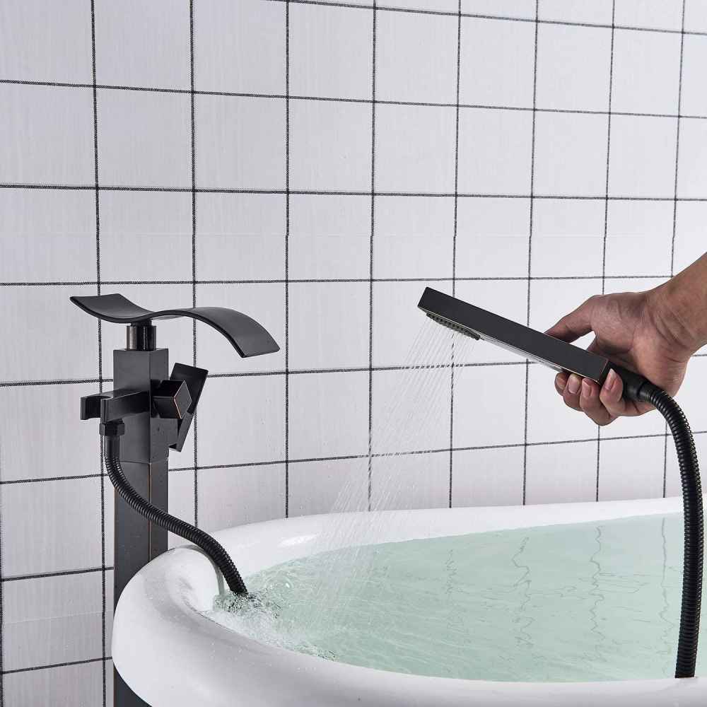 1 Hole Oil Rubbed Bathtub Shower Faucet Oil Rubbed Bronze Brass-Ceramic