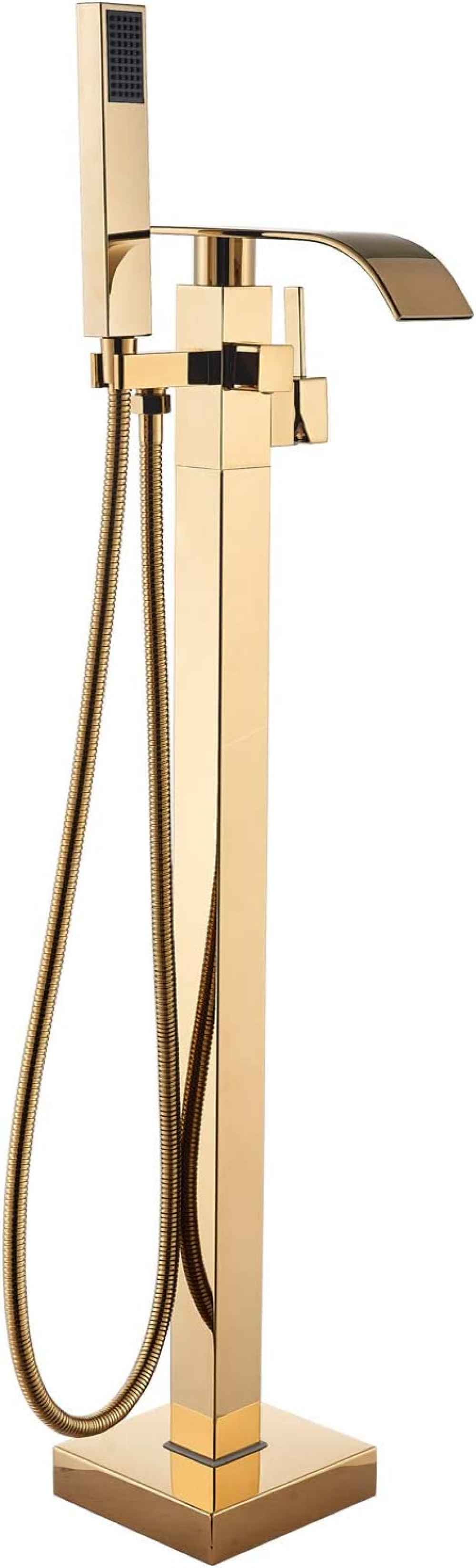 1 Hole  Brushed Bathtub Shower Faucet Gold Brass-Ceramic