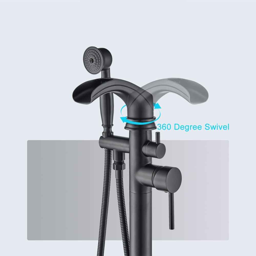 1 Hole Matte Bathtub Shower Faucet Black Brass-Ceramic