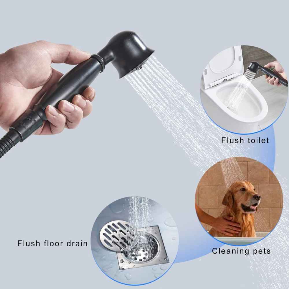 1 Hole Matte Bathtub Shower Faucet Black Brass-Ceramic