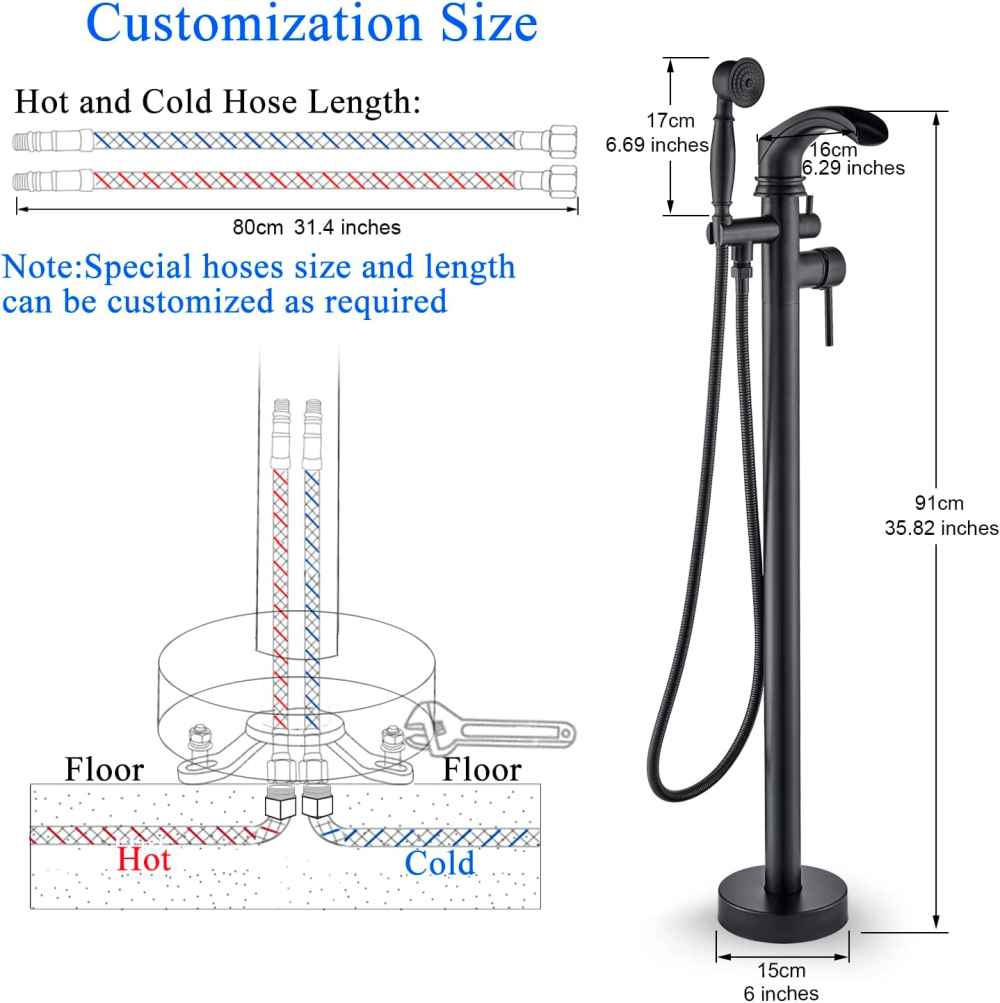 1 Hole Matte Bathtub Shower Faucet Black Brass-Ceramic