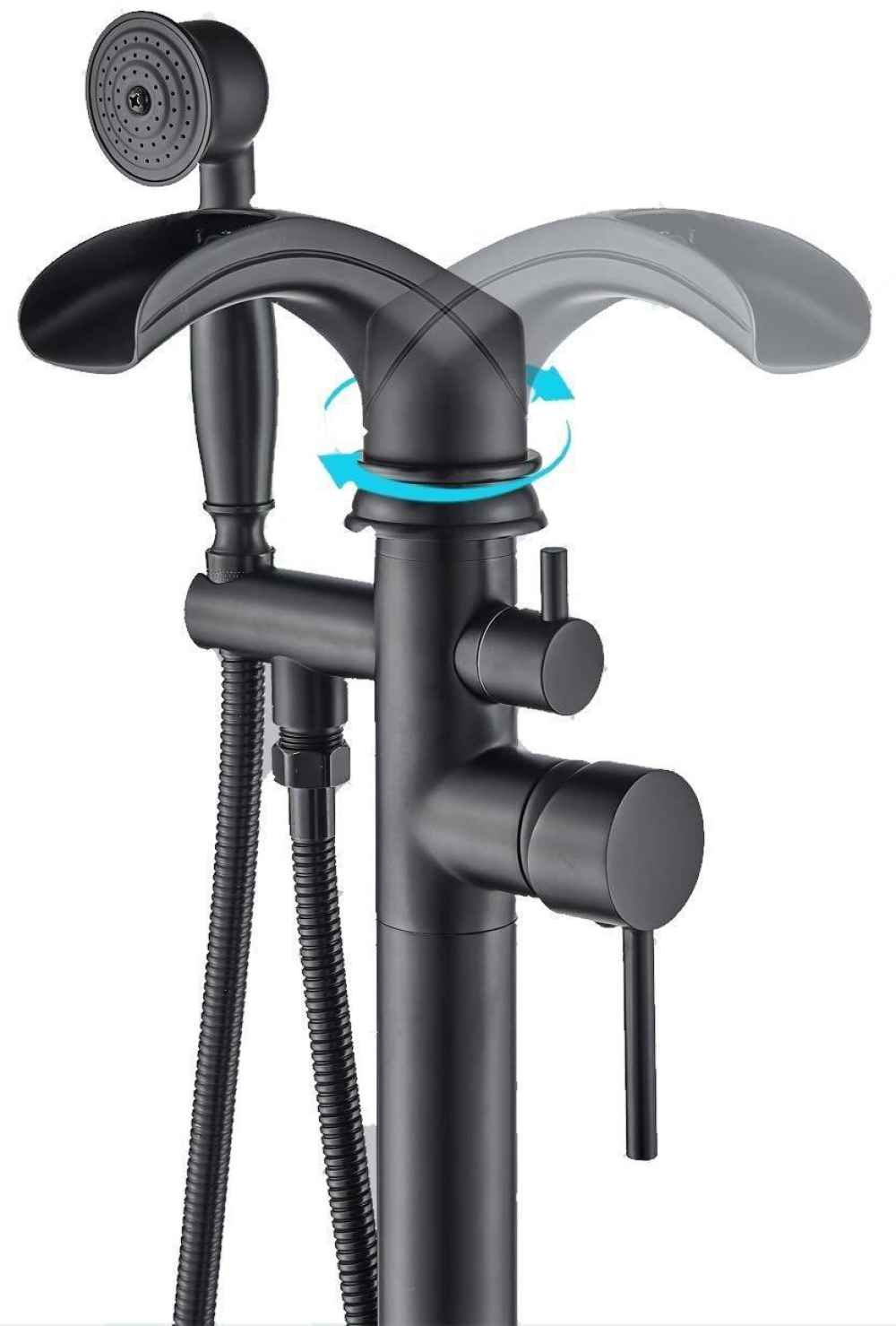 1 Hole  Matte Bathtub Shower Faucet Black Brass-Ceramic