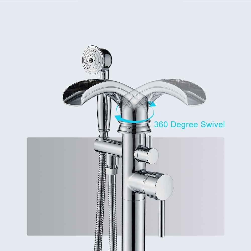 1 Hole Polished Bathtub Shower Faucet Chrome Brass-Ceramic