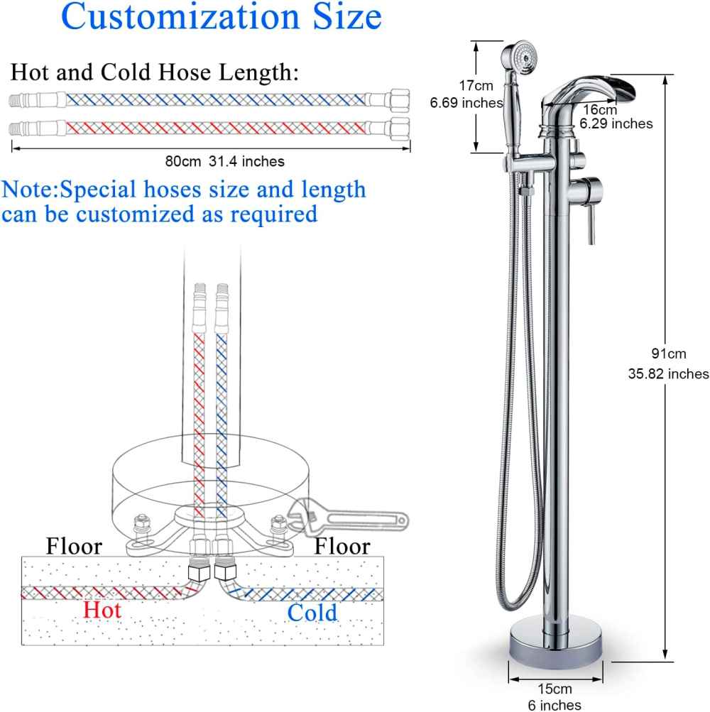 1 Hole Polished Bathtub Shower Faucet Chrome Brass-Ceramic