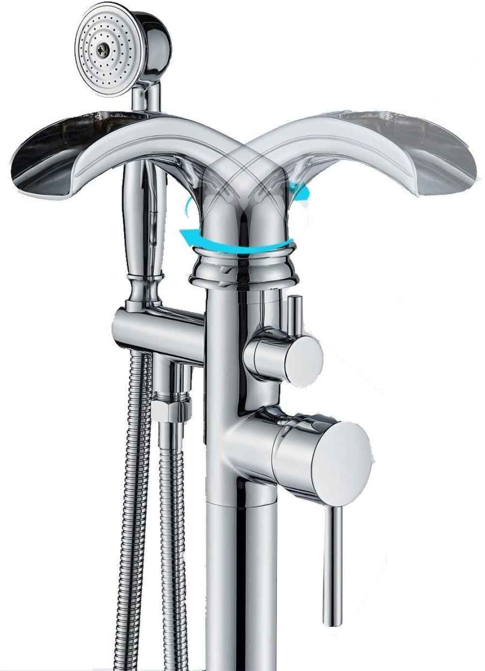 1 Hole  Polished Bathtub Shower Faucet Chrome Brass-Ceramic