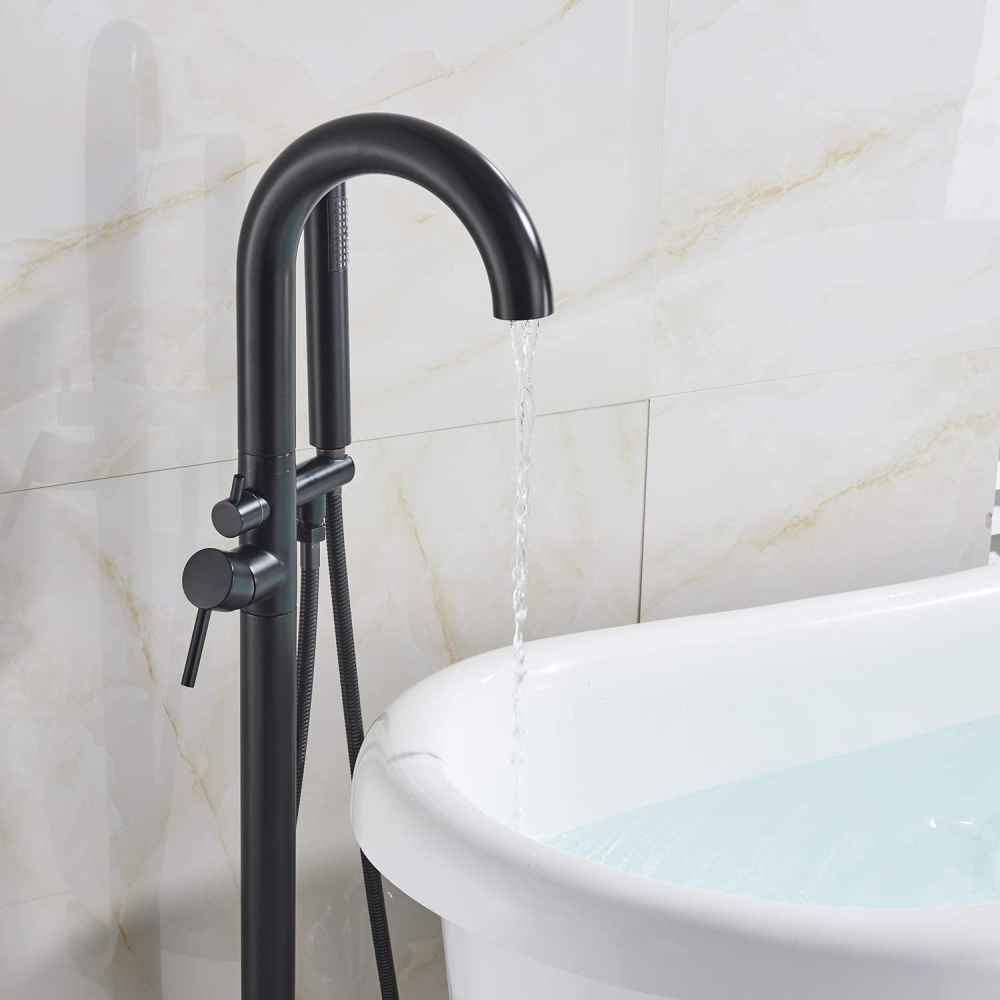 1 Hole Oil Rubbed Bathtub Shower Faucet Black Brass-Ceramic