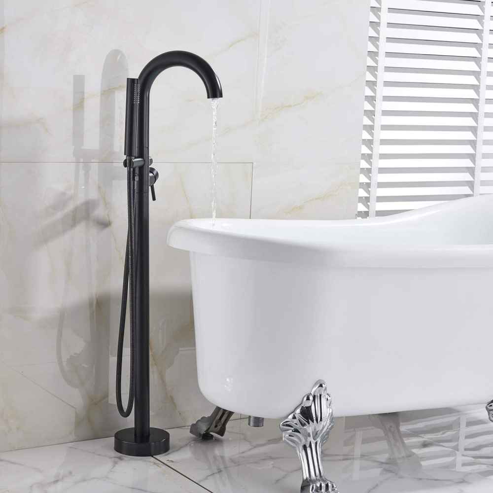 1 Hole Oil Rubbed Bathtub Shower Faucet Black Brass-Ceramic