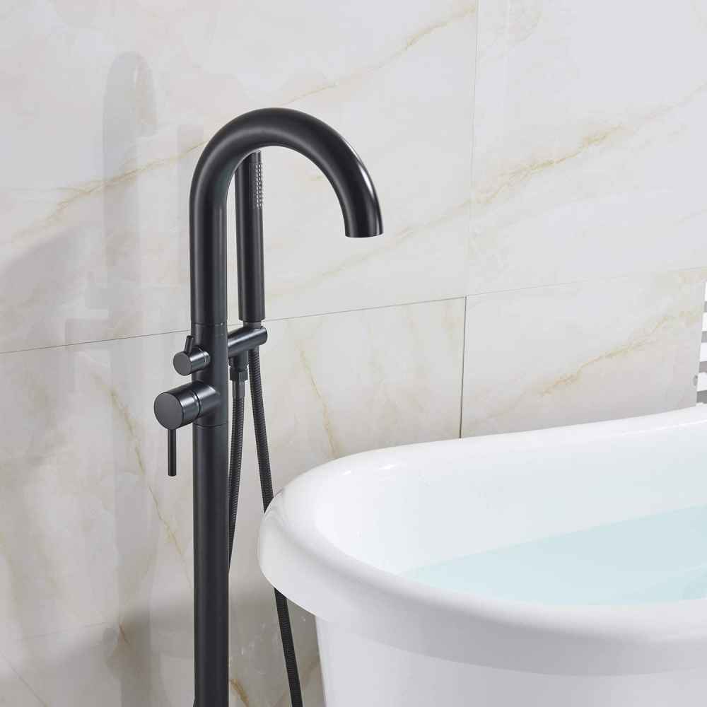 1 Hole Oil Rubbed Bathtub Shower Faucet Black Brass-Ceramic