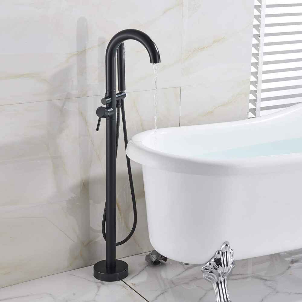 1 Hole Oil Rubbed Bathtub Shower Faucet Black Brass-Ceramic