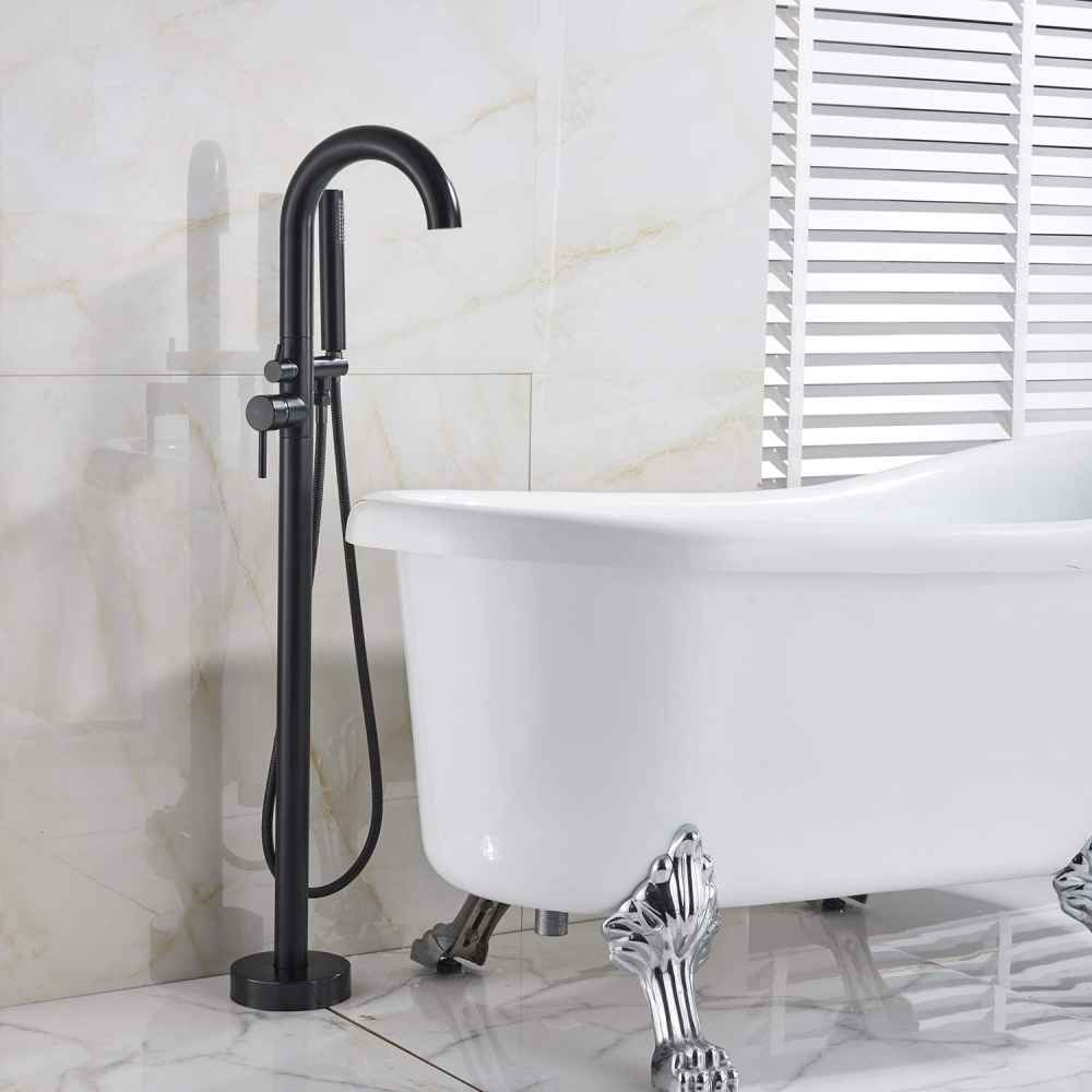 1 Hole Oil Rubbed Bathtub Shower Faucet Black Brass-Ceramic