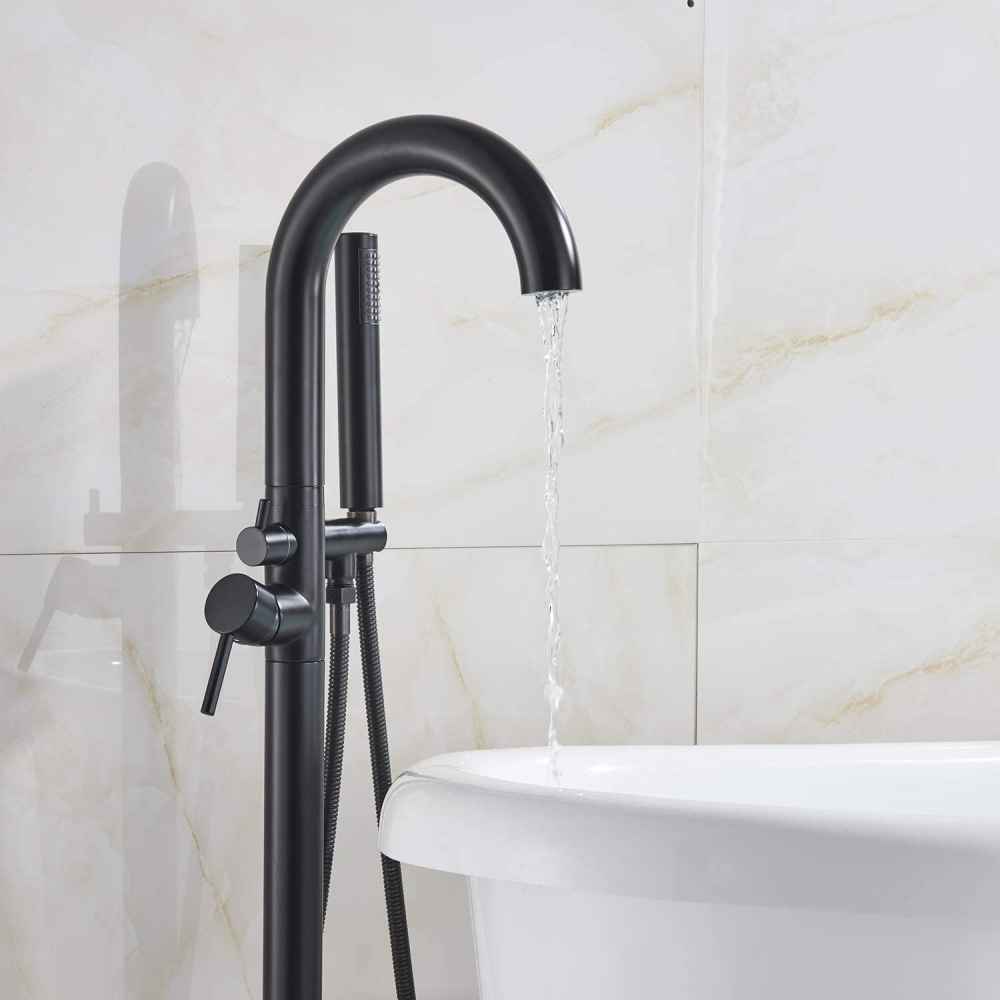 1 Hole Oil Rubbed Bathtub Shower Faucet Black Brass-Ceramic