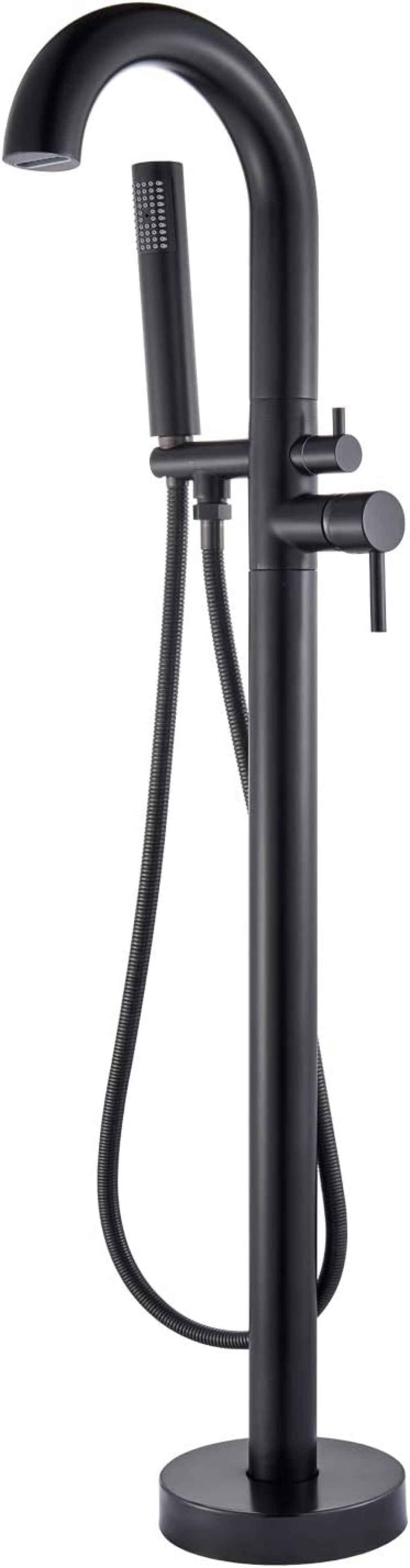 1 Hole  Oil Rubbed Bathtub Shower Faucet Black Brass-Ceramic
