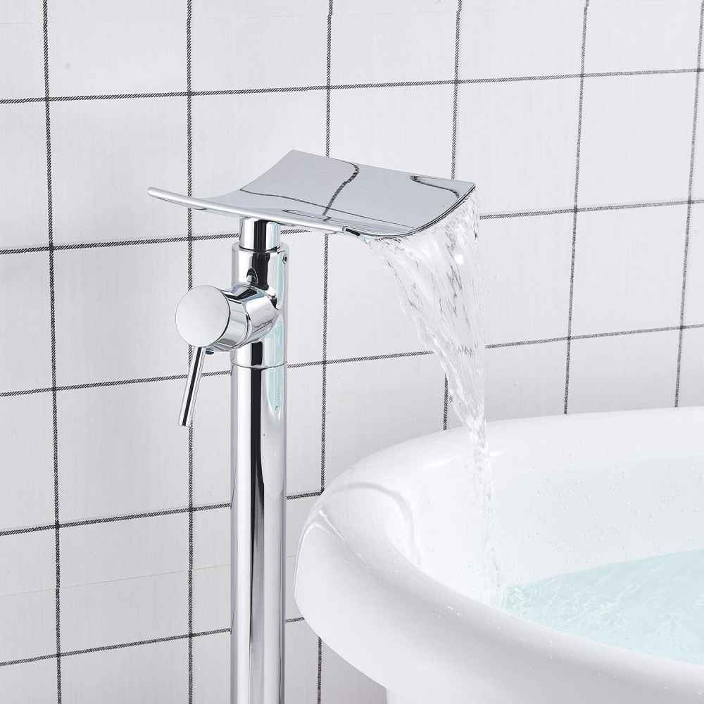 1 Hole Polished Bathtub Shower Faucet Chrome Brass