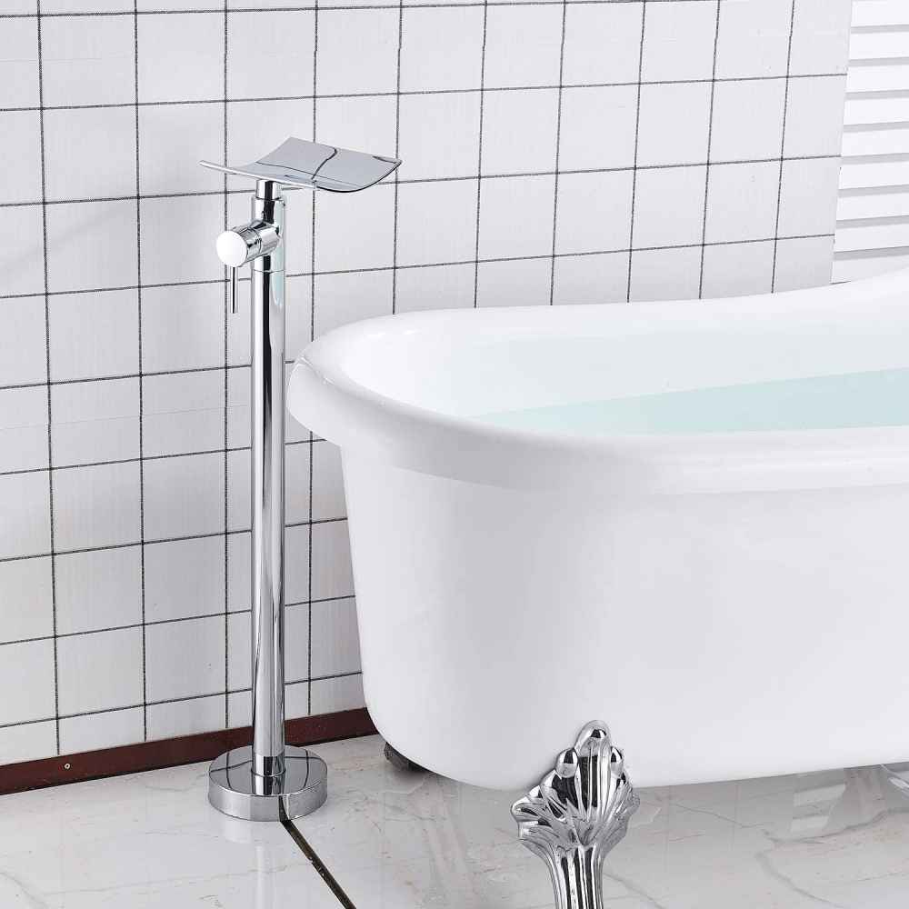 1 Hole Polished Bathtub Shower Faucet Chrome Brass