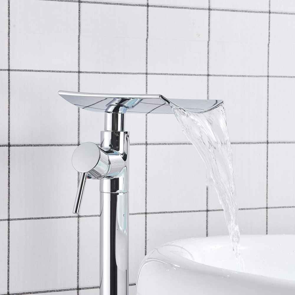 1 Hole Polished Bathtub Shower Faucet Chrome Brass