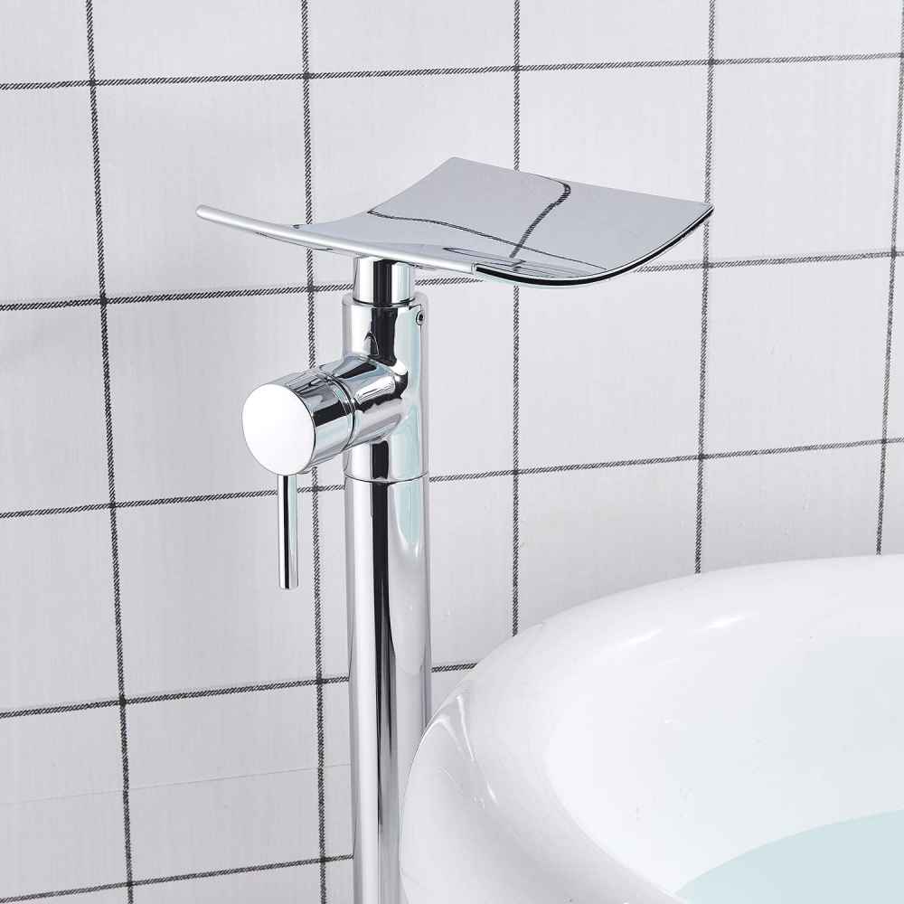 1 Hole Polished Bathtub Shower Faucet Chrome Brass