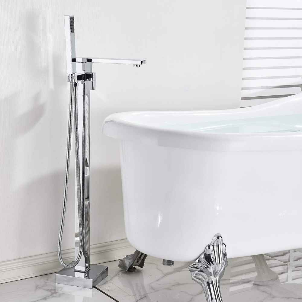 1 Hole Polished Bathtub Shower Faucet Chrome Brass-Ceramic